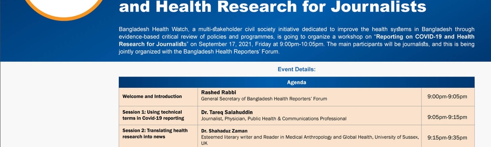 Workshop on Reporting on COVID-19 and Health Research for Journalists